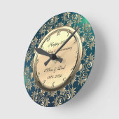 Gouden krullen diamant groene 50ste huwelijksverja ronde klok (Hoek)