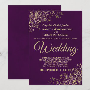 Gouden krullen Eenvoudige chique elegante pruim Pa Kaart