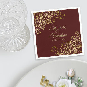  gouden krullen Elegant Auburn Bruin Bruiloft Servet