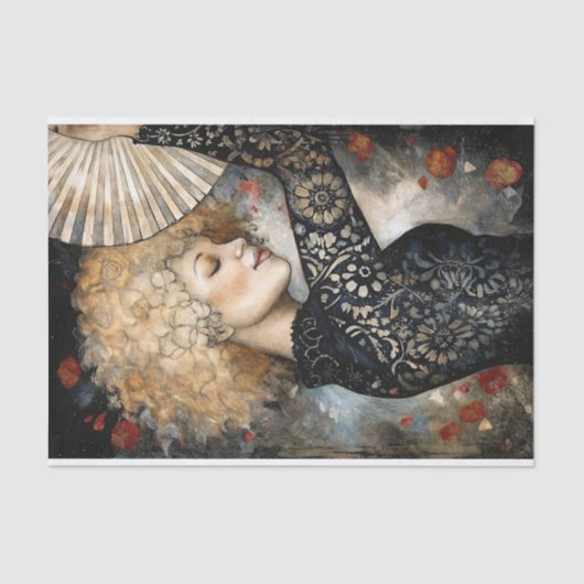 Gouden krullen en Midnight Lace Decoupage Tissuepapier (Voorkant)