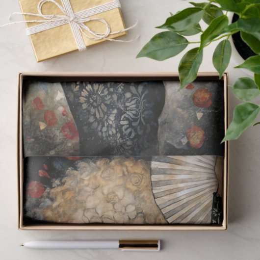 Gouden krullen en Midnight Lace Decoupage Tissuepapier (Geschenk)