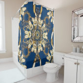 Gouden krullen, oosters  patroon. douchegordijn (In situ)
