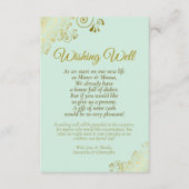 Gouden krullen op Mint Green Wedding Wishing Well  Informatiekaartje (Voorkant)
