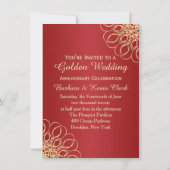 Gouden krullen op rood 50-jarig jubileum kaart (Achterkant)
