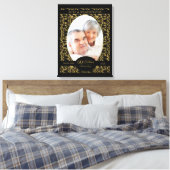 Gouden krullen op zwarte 50ste verjaardag canvas afdruk (Insitu (Slaapkamer))