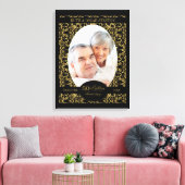 Gouden krullen op zwarte 50ste verjaardag canvas afdruk (Insitu (Woonkamer))