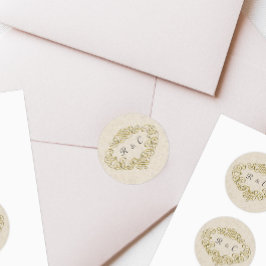 Gouden kuif bloeien bruiloft envelop afdichtingen ronde sticker