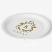 Gouden Kuif K Monogram Papieren Bordje (Gekanteld)