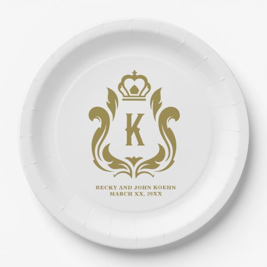 Gouden Kuif K Monogram Papieren Bordje (Voorkant)