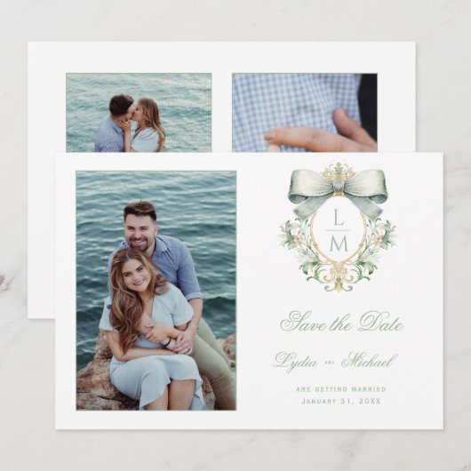 Gouden kuif met groene boog save the date (Voorkant / Achterkant)