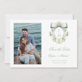 Gouden kuif met groene boog save the date
