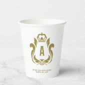 Gouden kuif monogram papieren bekers (Voorkant)