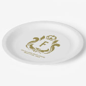 Gouden kuif monogram papieren bordje (Gekanteld)