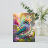 Gouden kuifgroen met kop Finch Fantasy Bird Briefkaart (Staand voorkant)