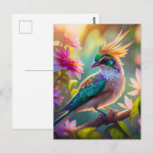 Gouden kuifgroen met kop Finch Fantasy Bird Briefkaart (Voorkant / Achterkant)