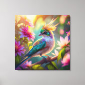 Gouden kuifgroen met kop Finch Fantasy Bird Canvas Afdruk (Voorkant)