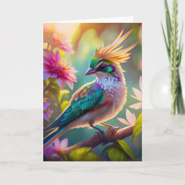 Gouden kuifgroen met kop Finch Fantasy Bird Kaart