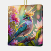 Gouden kuifgroen met kop Finch Fantasy Bird Keramisch Ornament (Links)