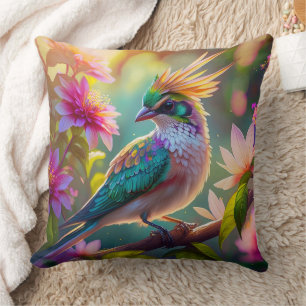 Gouden kuifgroen met kop Finch Fantasy Bird Kussen