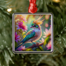 Gouden kuifgroen met kop Finch Fantasy Bird