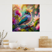 Gouden kuifgroen met kop Finch Fantasy Bird Poster (Keuken)