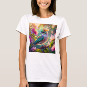 Gouden kuifgroen met kop Finch Fantasy Bird T-shirt
