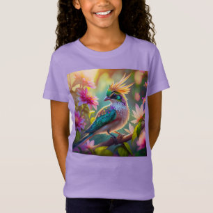 Gouden kuifgroen met kop Finch Fantasy Bird T-shirt