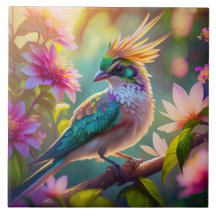 Gouden kuifgroen met kop Finch Fantasy Bird