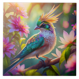 Gouden kuifgroen met kop Finch Fantasy Bird Tegeltje