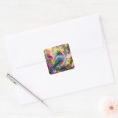 Gouden kuifgroen met kop Finch Fantasy Bird Vierkante Sticker (Envelop)