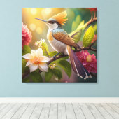 Gouden Kuifhoningeter Fantasie Vogel Canvas Afdruk (Insitu (Houten vloer))