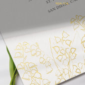 Gouden Kunst Bloemen Schets Lily Valley Formele Br Folie Uitnodiging