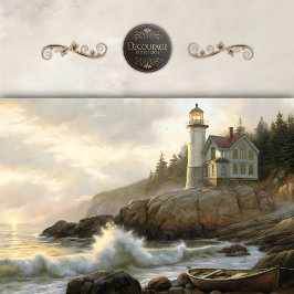 Gouden Kust Vuurtoren Cottage Decoupage Tissuepapier