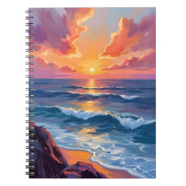 Gouden Kust | Zonsondergang Oceaan Aquarel Schilde Notitieboek