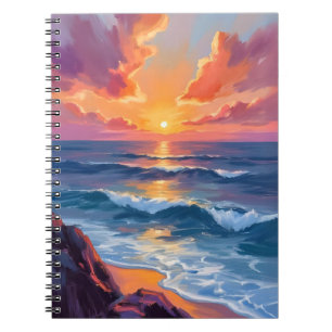 Gouden Kust   Zonsondergang Oceaan Aquarel Schilde Notitieboek