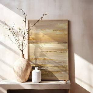 Gouden Kust Zonsondergang Warm Oceaan Horizon Neut Canvas Afdruk