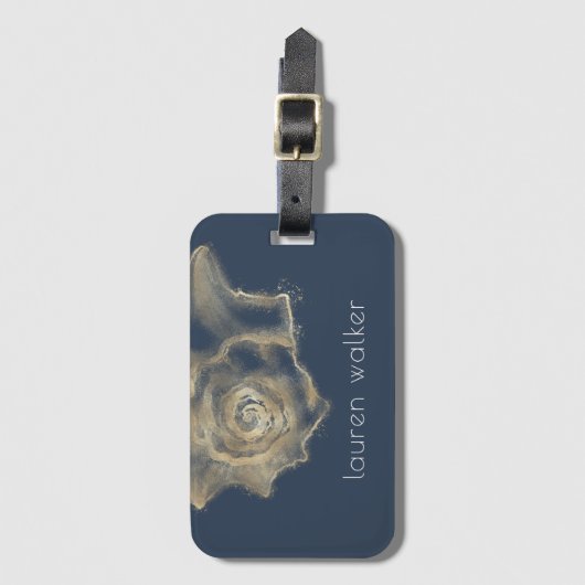 gouden kustelegant zee schelp bagagelabel (Voorkant (verticaal))