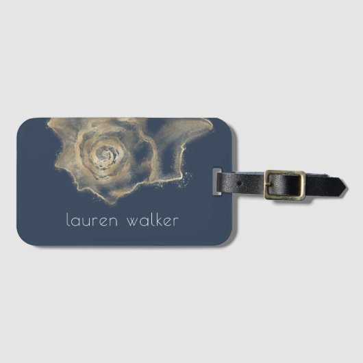gouden kustelegant zee schelp bagagelabel (Voorkant (horizontaal))