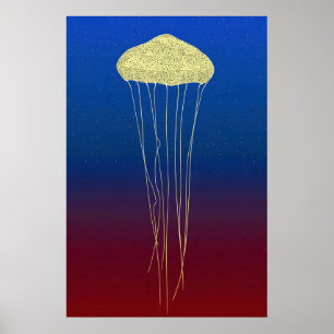 Gouden kwal stippelprint - Neon Synthwave Poster