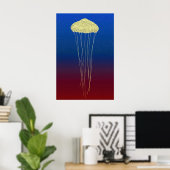 Gouden kwal stippelprint - Neon Synthwave Poster (Thuiskantoor)