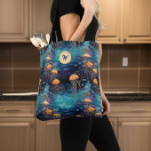 Gouden Kwallen in Blauwgroen Oceaan w Monogram Ini Tote Bag