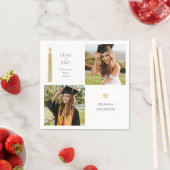 Gouden kwastje & Pet donkerwit 2 foto Afstuderen Servet (Insitu)