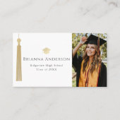 Gouden kwastje & Pet Donkerwit Foto Afstuderen Visitekaartje (Voorkant)