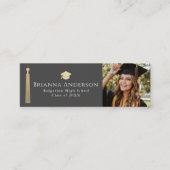 Gouden kwastje & Pet grijs Afstuderen invoegen naa Mini Visitekaartje (Voorkant)