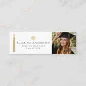 Gouden kwastje & Pet wht Afstuderen invoegen naam  Mini Visitekaartje (Voorkant)