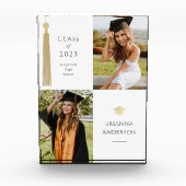 Gouden kwastje & Pet Wit Afstuderen Fotoblok (Voorkant)