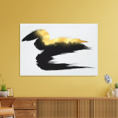 Gouden Kwaststreek Abstracte Kunst Canvas Afdruk (Insitu (Woonkamer))
