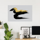 Gouden Kwaststreek Abstracte Kunst Poster (Thuiskantoor)