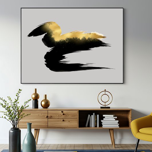 Gouden Kwaststreek Abstracte Kunst Poster