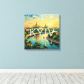 Gouden Kyiv Kathedraal Rivier Scene Canvas Afdruk (Insitu (Houten vloer))